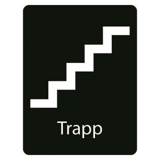 Taktilt skilt Trapp opp høyre